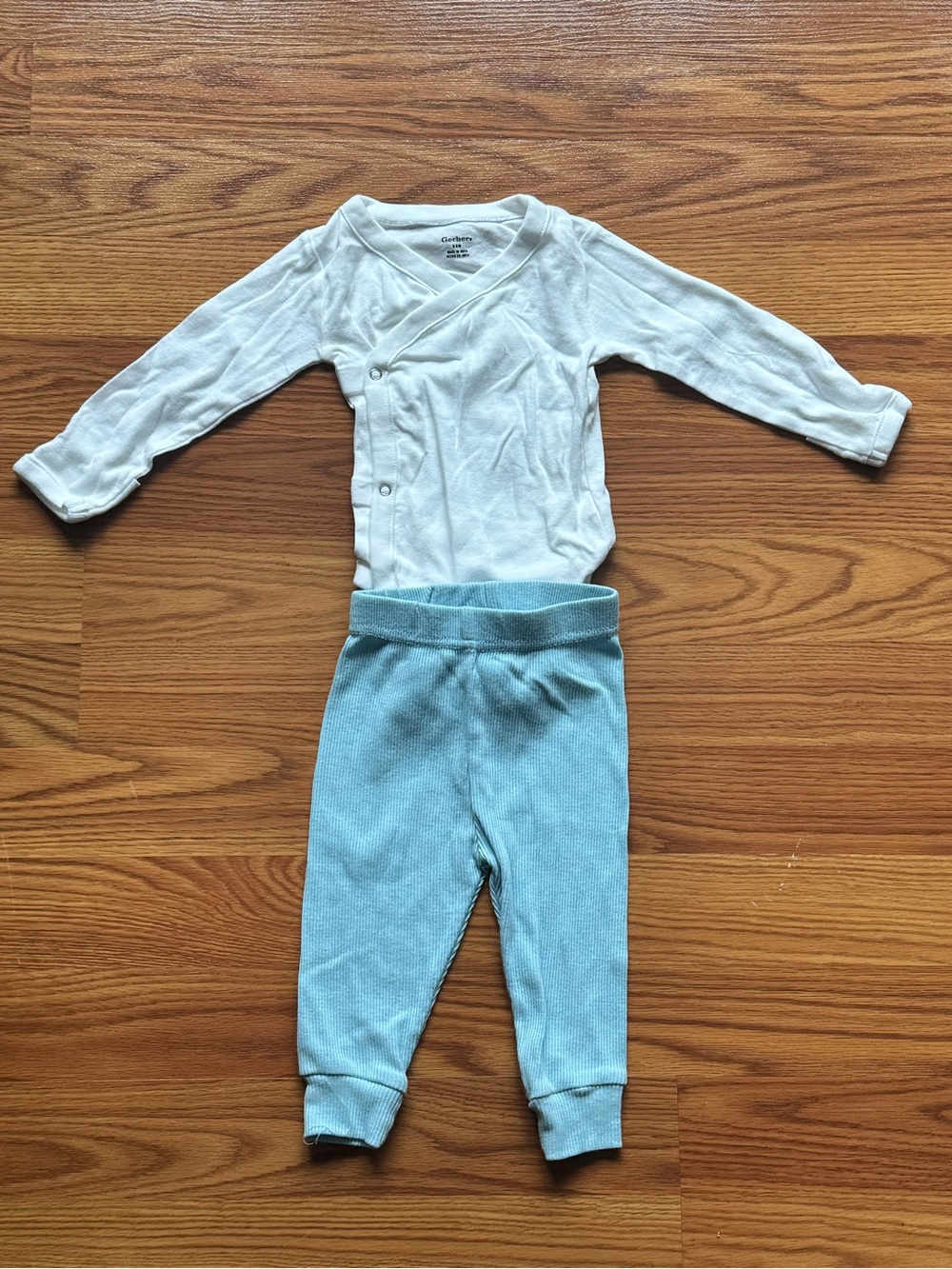 Gerber White Wrap-Front Bodysuit with Light Blue Pants
